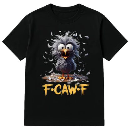 Women's Pure Cotton Graphic T-Shirt, Streetwear Top with Funny Comic Art Print, Comfortable Loose Fit Short Sleeve Tee for Everyday Wear, Piece, Fabric, Cartoon Humor, F-Caw-F, Shortsleeve, Casual, Clothes, Round Neck - View 1