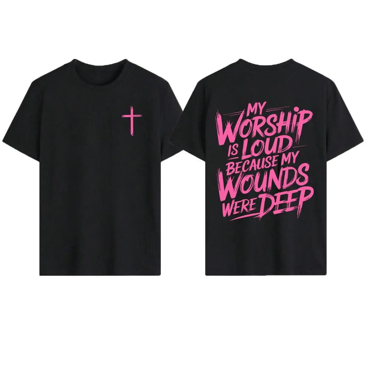My Worship Is Loud Because My Wounds Were Deep Unisex Washed Christian Shirt, Christian Scripture T-Shirt, Vintage Retro Washed Shirt Double Sided Printed - View 15