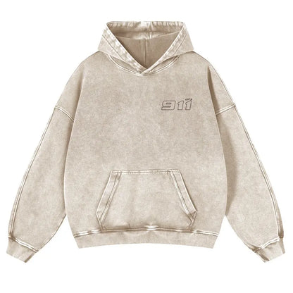 Men's 380g Thick Cotton Hoodie - 911 GT3 Graphic, Vintage Washed, Retro Fade Craft, Long-Sleeves, Unisex Pullover Tops, Soft Fabric, Street Wear Menswear Sweatshirts, Casual Warm - View 12