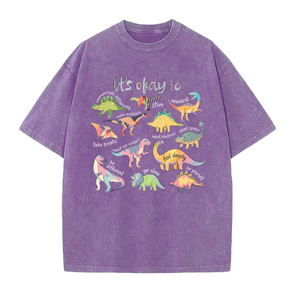 Women's Fitted Short-Sleeve Autism Awareness T-Shirt - Smooth, Seamless Fabric, Vibrant Graphics, "It’s Ok To Be Different" Dinosaur Design, Neurodiversity Gift for SPED Teachers - View 17
