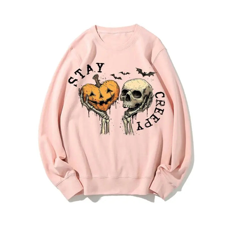 Women's Skeleton Hand Sweatshirt, Retro Grunge Graphic Sweatshirts, Dripping Heart Printed Cotton-Blend Halloween Tops, Unique Eye-Catching Graphic Print, All-Day Wear Outfit, Back-to-School Clothing, First Day of School Casual Outfits Unisex - View 12