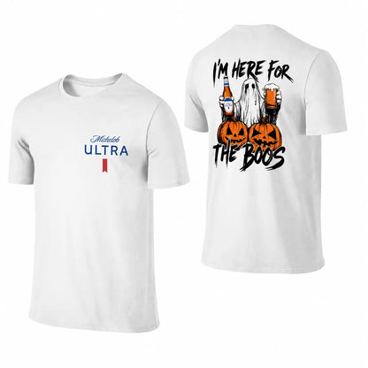 Men's 230gsm Heavyweight Pure Cotton Casual Streetwear Graphic Tee - Vintage Washed Ghost Double-Print Short-Sleeve Round Neck, Unisex Halloween Top, Black Men's Graphic Tees - View 18