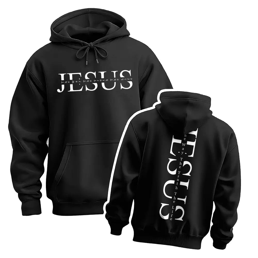 Unisex Jesus Graphic Print Oversized Hoodie Sweatshirt, Casual Long Sleeve Pullover Hooded Top, Loose Fit Religious Faith Inspired American Streetwear Hoodie for Daily Wear, Travel, Outdoor Activities and Fall Winter Fashion - View 1