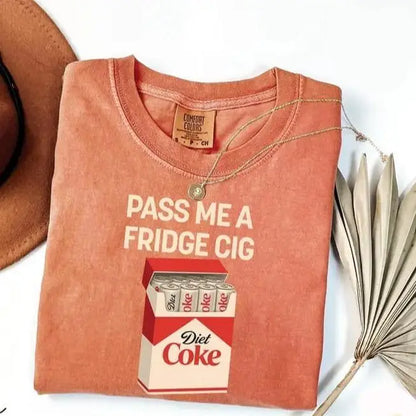 Pass Me A Fridge Cig Comfort Colors T-Shirt for Diet Coke lovers, a retro soda humor tee with quirky caffeine addict vibes, Comfort Colors style, fun casual wear daily. - View 11