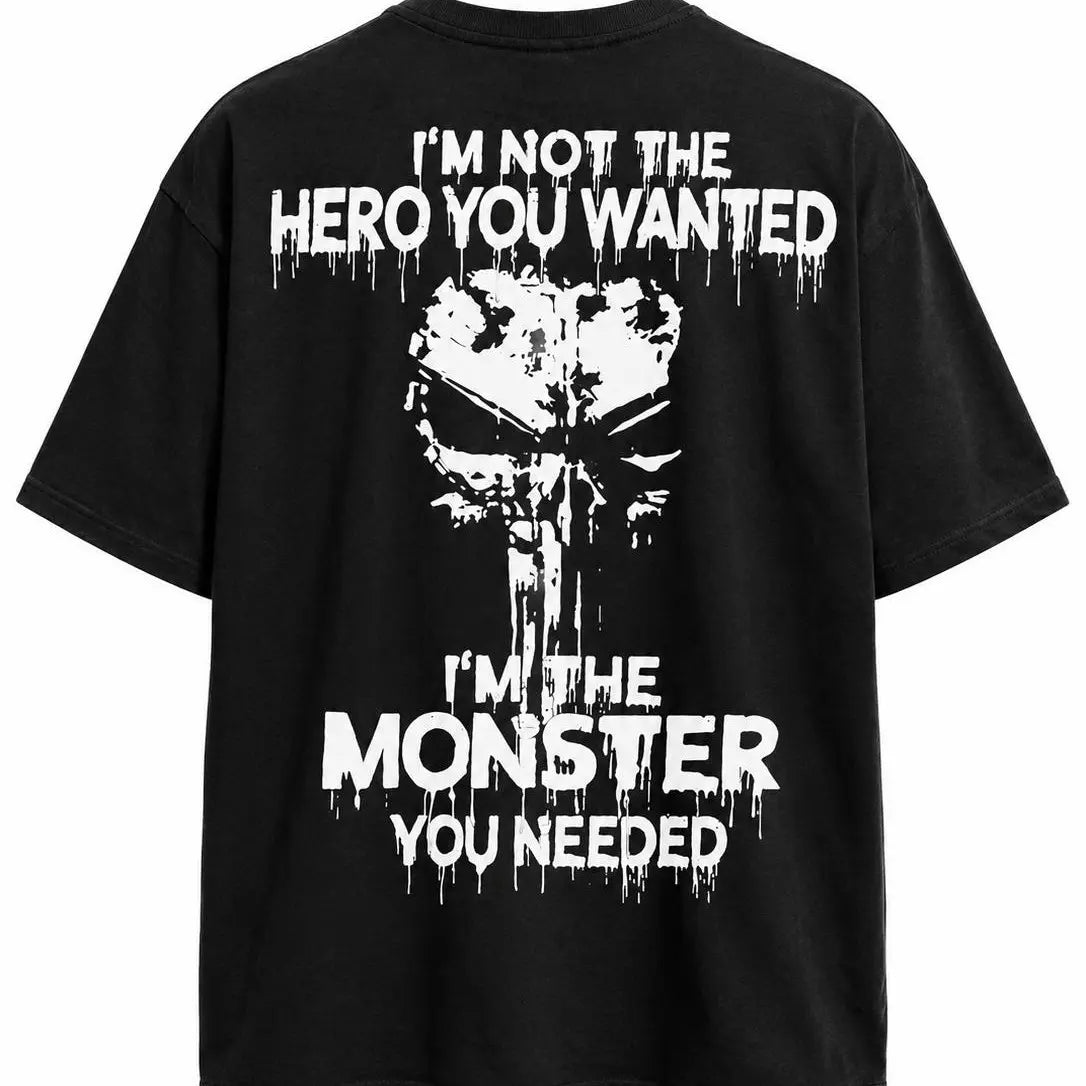 I'm Not The Hero You Wanted I'm The Monster You Needed Skull Print Men's T-Shirt,Regular,Grunge - View 9