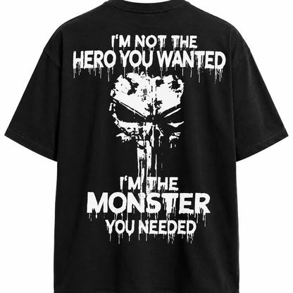 I'm Not The Hero You Wanted I'm The Monster You Needed Skull Print Men's T-Shirt,Regular,Grunge - View 9