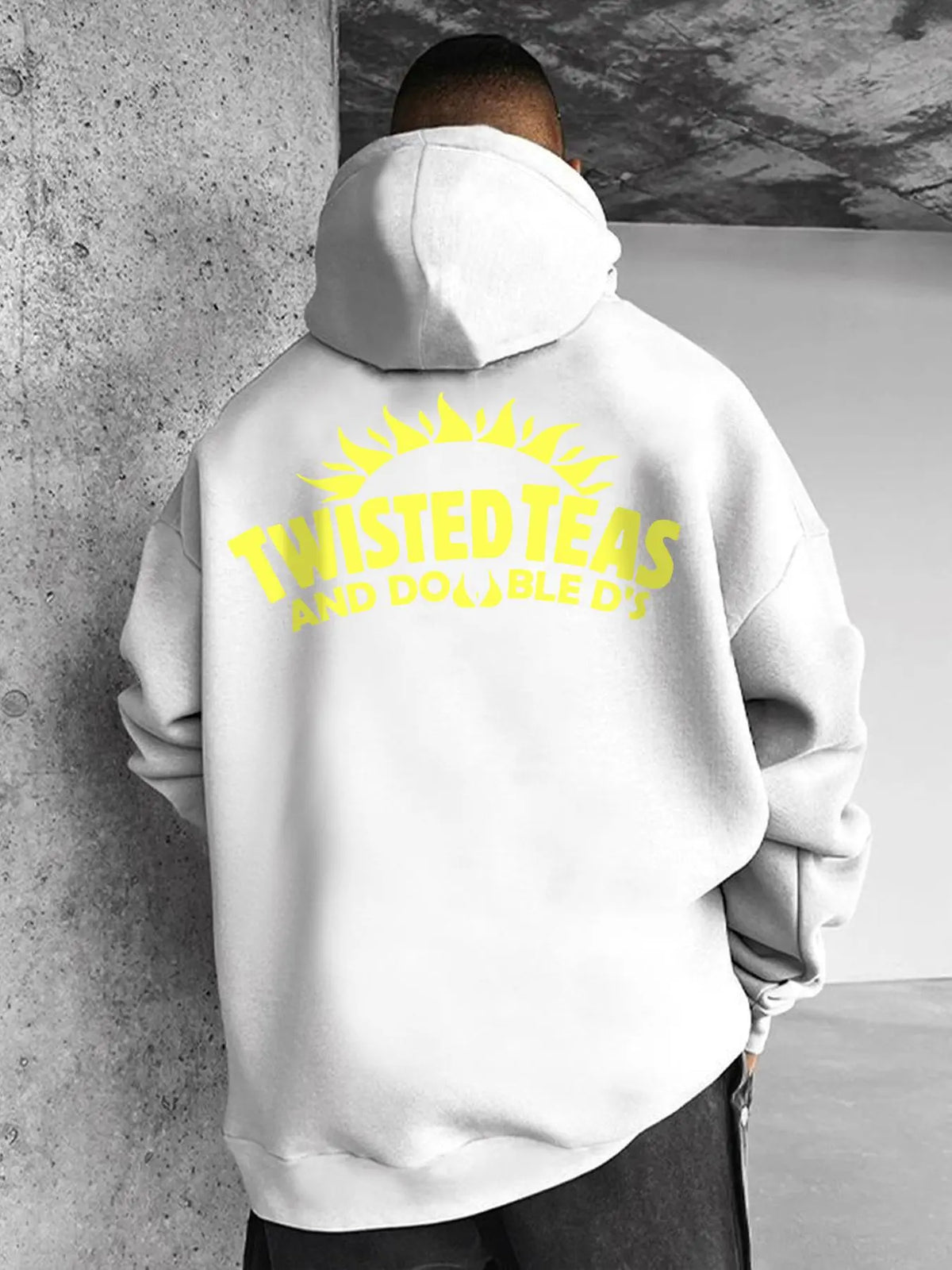 Unisex Letter Print Drop Shoulder Longsleeves Drawstring Hoodie Pullover, Loose Casual Punk Long Sleeve Hooded Sweatshirt for Fall & Winter, Men's Clothes for Daily Wear, Mens Clothing, Vintage Clothing, Graphic Sweatshirt, Printed Hoodies - View 3
