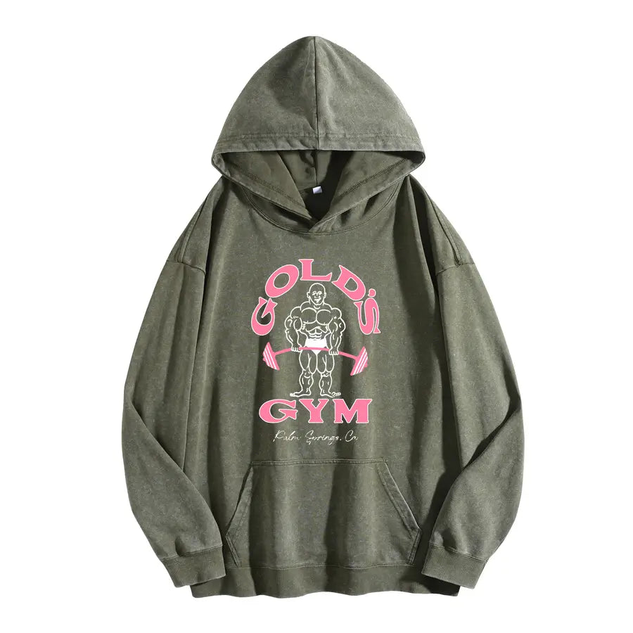 Holafish GYM Print Acid Wash Hoodie 2 Patterns To Choose Minimalist Hoodie Essential For Fitness Enthusiasts Vintage 2026 Unisex Sweatshirt Oversized Loose Fit Winter Warm Streetwear Casual Tunic graphic - View 6