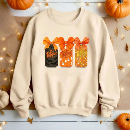 Dr Pepper Halloween Sweatshirt Spooky Soda Graphic Crewneck Women's Unisex Soft 100% Cotton Cozy Pullover for All Seasons - View 3