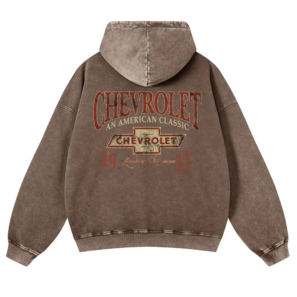 Men's 380g Vintage American Classic Hoodie - Badge Number Slogan Back Print, Loose Fit Tops, Premium Fabric Sweatshirt for Autumn, Jeans, Spring, Cotton, Long Sleeve - View 5