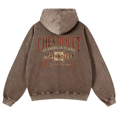 Men's 380g Vintage American Classic Hoodie - Badge Number Slogan Back Print, Loose Fit Tops, Premium Fabric Sweatshirt for Autumn, Jeans, Spring, Cotton, Long Sleeve - View 5