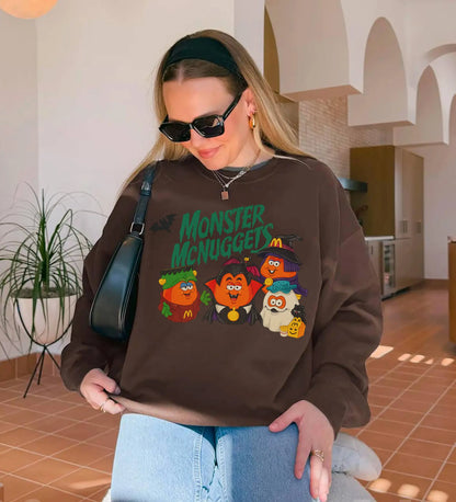 Vintage Halloween Nuggets Sweatshirt, 90s Monster Nuggets Shirt, Retro Halloween Sweatshirt, Halloween Nugget Shirt, Summerween Tee - View 7