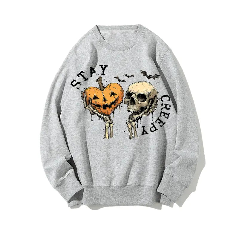 Women's Skeleton Hand Sweatshirt, Retro Grunge Graphic Sweatshirts, Dripping Heart Printed Cotton-Blend Halloween Tops, Unique Eye-Catching Graphic Print, All-Day Wear Outfit, Back-to-School Clothing, First Day of School Casual Outfits Unisex - View 4