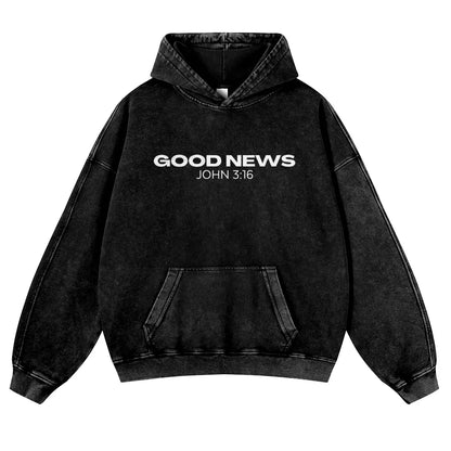 Men's Jesus Saves Graphic Hoodie, 380g Thick Cotton Casual Long Sleeve, Vintage Washed Fit Sweatshirt - View 8