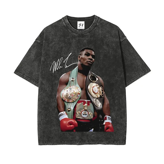 Mike Tyson T-Shirt, 90s Vintage Boxing Sport Legend Oversize Unisex Washed T-Shirt for Women and Men's Unisex Fit Batik Cotton Oversize Streetwear Menswear Super Soft Pre-Shrunk,back to school,back to school shopping - View 1