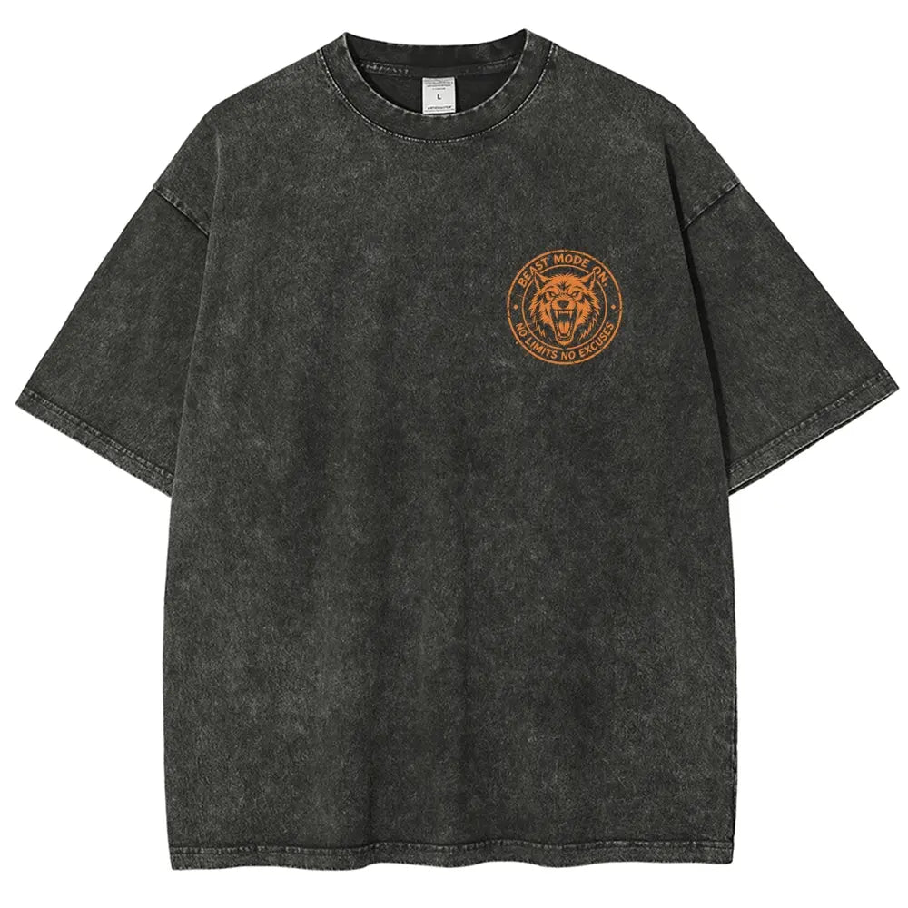 Sport Gym Wolves Oversized Tee Oversize Unisex Washed T-Shirt for Women and Men's Unisex Fit Batik Cotton Oversize Streetwear Menswear Super Soft Pre-Shrunk,back to school,back to school shopping,clothes for back to school,first day of school outfits - View 5