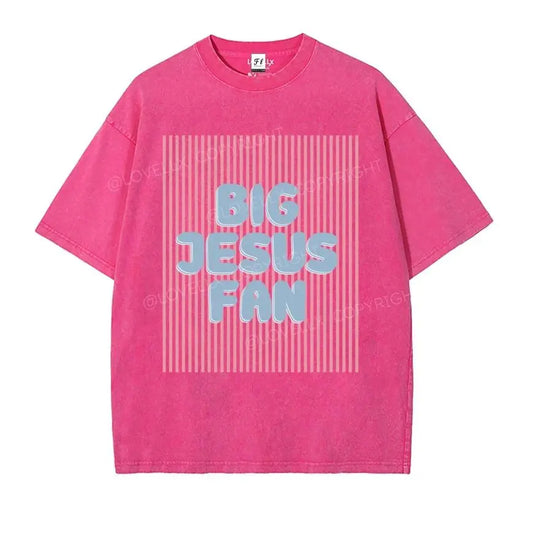 Unisex Big Jesus Fan Unisex Washed T-Shirt Plus Size Shirt Cotton Streetwear Breathable Fabric - View 2