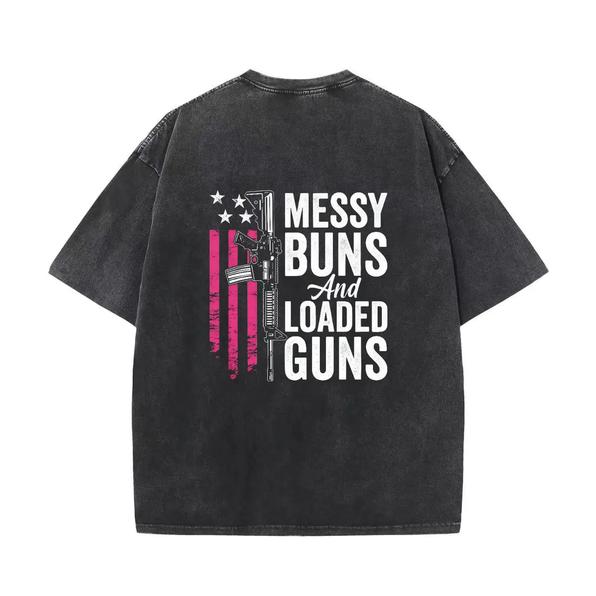 Messy Buns & Loaded Guns - Funny men Gun Owner (ON BACK) Pullover Hoodie - View 5