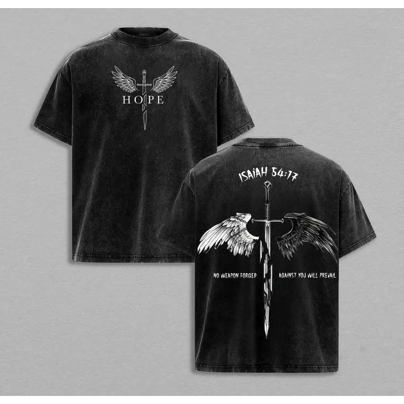 Men's Pure Cotton Christian Clothing - Faith Print, Bible Verse, Angel Wings Faith Message, Short-Sleeve T-Shirt, Casual Classic Cut, Free Arm Movement, Chinese New Year Theme - View 10