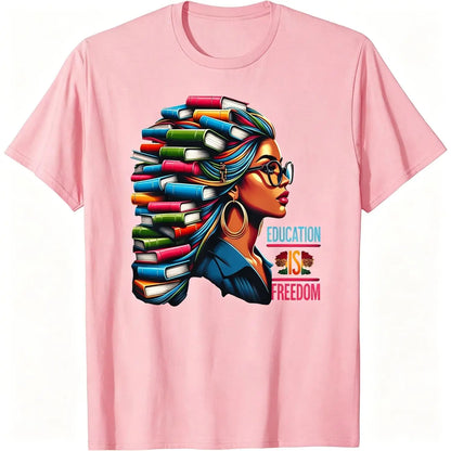 100% Made in the USA U.S.A., 180 grams of education is free, black teacher books, black history month t-shirt - View 11