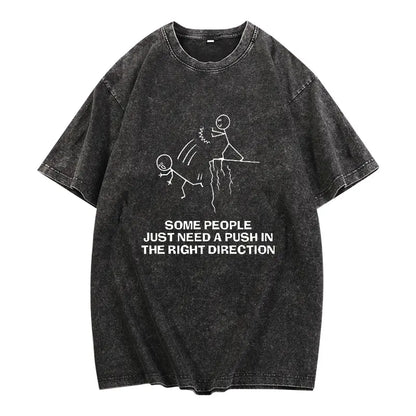 Some People Just Need A Push Funny Sarcastic Quotes Gift T-Shirts Funny Men's T-Shirts, Halloween, Thanksgiving, Christmas Gift, Suitable For Men, Women, Family And Friends, Black Casual Short-Sleeved Crew Neck T-Shirt - View 9