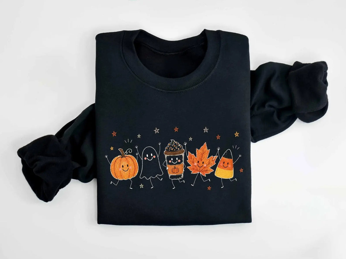 Halloween Coffee Sweatshirt, Cute Fall Shirt, Iced Coffee Lover Gift, Pumpkin Spice Latte T-Shirt, Spooky Season Drink Shirt, Autumn Tee - View 7