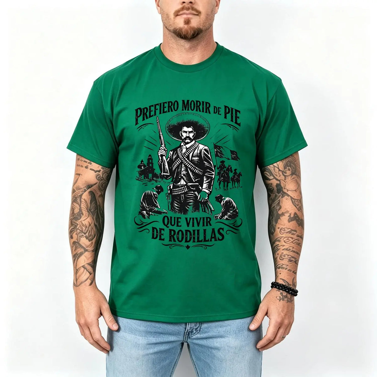 Men's 100% Pure Cotton Oversized Short-Sleeve Crew Neck T-Shirt - Historical Icon Emiliano Zapata Print Casual Graphic Top, Mexican Revolution Heat Transfer Menswear, Vintage Letter Gift for Friends - View 5