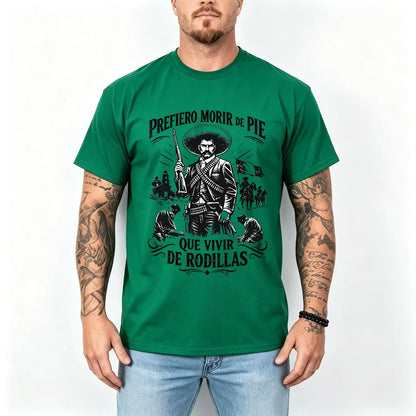 Men's 100% Pure Cotton Oversized Short-Sleeve Crew Neck T-Shirt - Historical Icon Emiliano Zapata Print Casual Graphic Top, Mexican Revolution Heat Transfer Menswear, Vintage Letter Gift for Friends - View 5