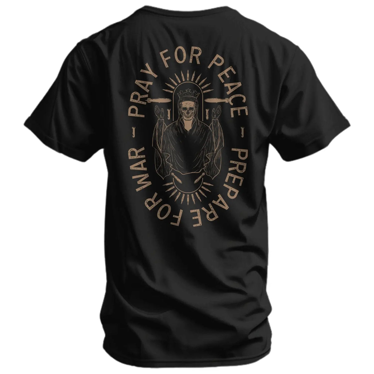 COMBAT IRON Men's Soft Cotton Graphic T-Shirt - Short-Sleeve, Round Neck, Tapered Athletic Menswear Top with "Pray For Peace. Prepare For War." Print, Comfortable Fabric - View 1