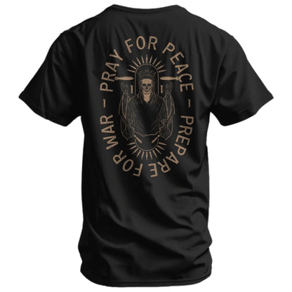 COMBAT IRON Men's Soft Cotton Graphic T-Shirt - Short-Sleeve, Round Neck, Tapered Athletic Menswear Top with "Pray For Peace. Prepare For War." Print, Comfortable Fabric - View 1