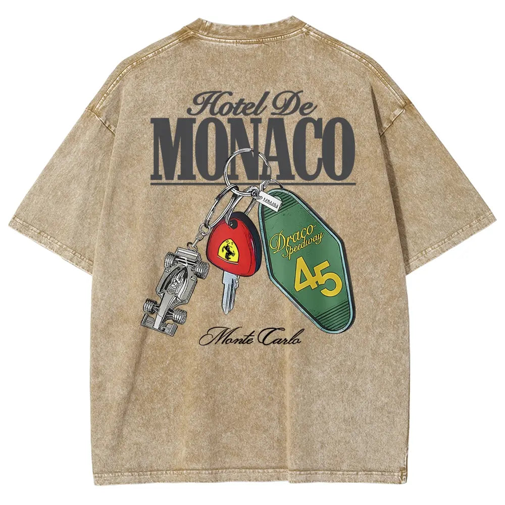 Hotel De Monaco Racing Poster Vintage Washed Tee 90s Men's Graphic Tee t Shirts Funny Graphic Tee Good Graphic Tees Graphic Tees Streetwear Outfits Men Vacation Outfits Oversized Tshirt Men,back to school,back to school shopping - View 3