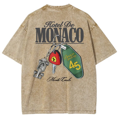Hotel De Monaco Racing Poster Vintage Washed Tee 90s Men's Graphic Tee t Shirts Funny Graphic Tee Good Graphic Tees Graphic Tees Streetwear Outfits Men Vacation Outfits Oversized Tshirt Men,back to school,back to school shopping - View 3