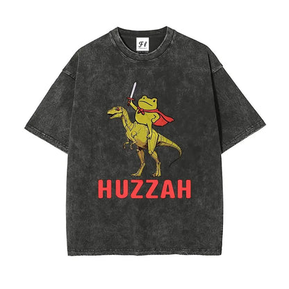 "I HAVE TO SAY WEIRD STUFF "Funny Frog Oversized Vintage Graphic T-Shirt, Retro Streetwear Casual Top in Soft Eco-Friendly Washed Stretch Cotton, Fabric - View 14