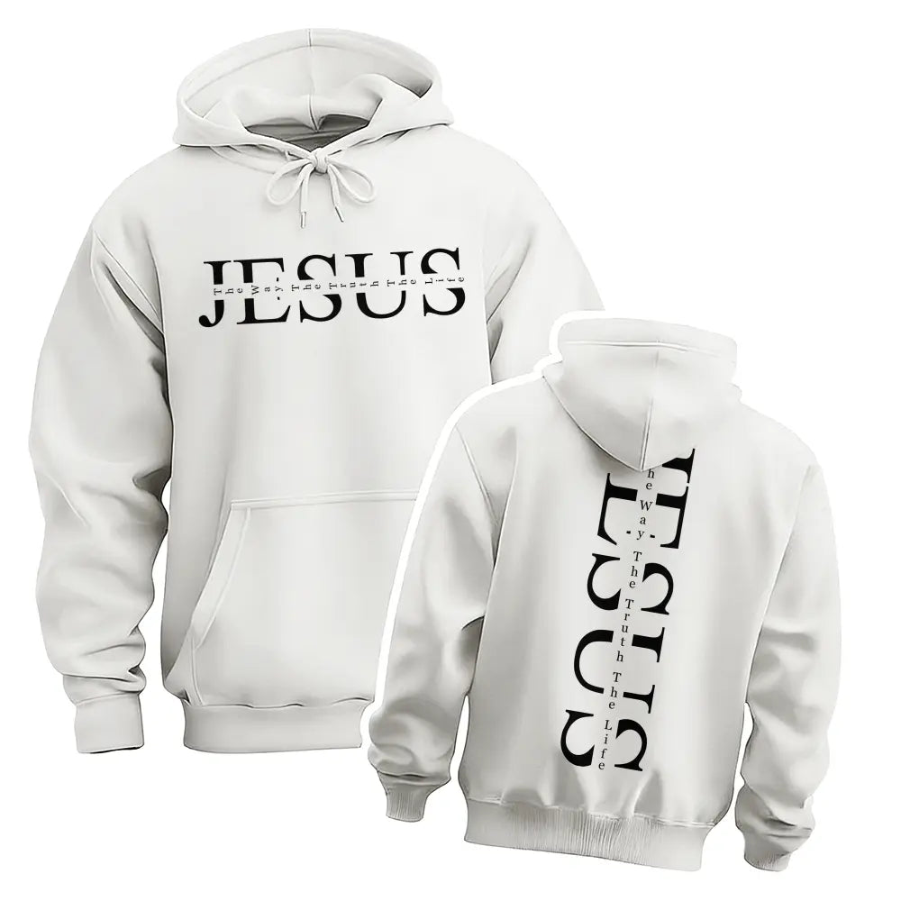 Unisex Jesus Graphic Print Oversized Hoodie Sweatshirt, Casual Long Sleeve Pullover Hooded Top, Loose Fit Religious Faith Inspired American Streetwear Hoodie for Daily Wear, Travel, Outdoor Activities and Fall Winter Fashion - View 3