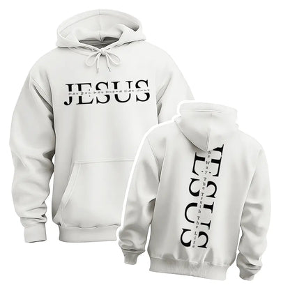 Unisex Jesus Graphic Print Oversized Hoodie Sweatshirt, Casual Long Sleeve Pullover Hooded Top, Loose Fit Religious Faith Inspired American Streetwear Hoodie for Daily Wear, Travel, Outdoor Activities and Fall Winter Fashion - View 3