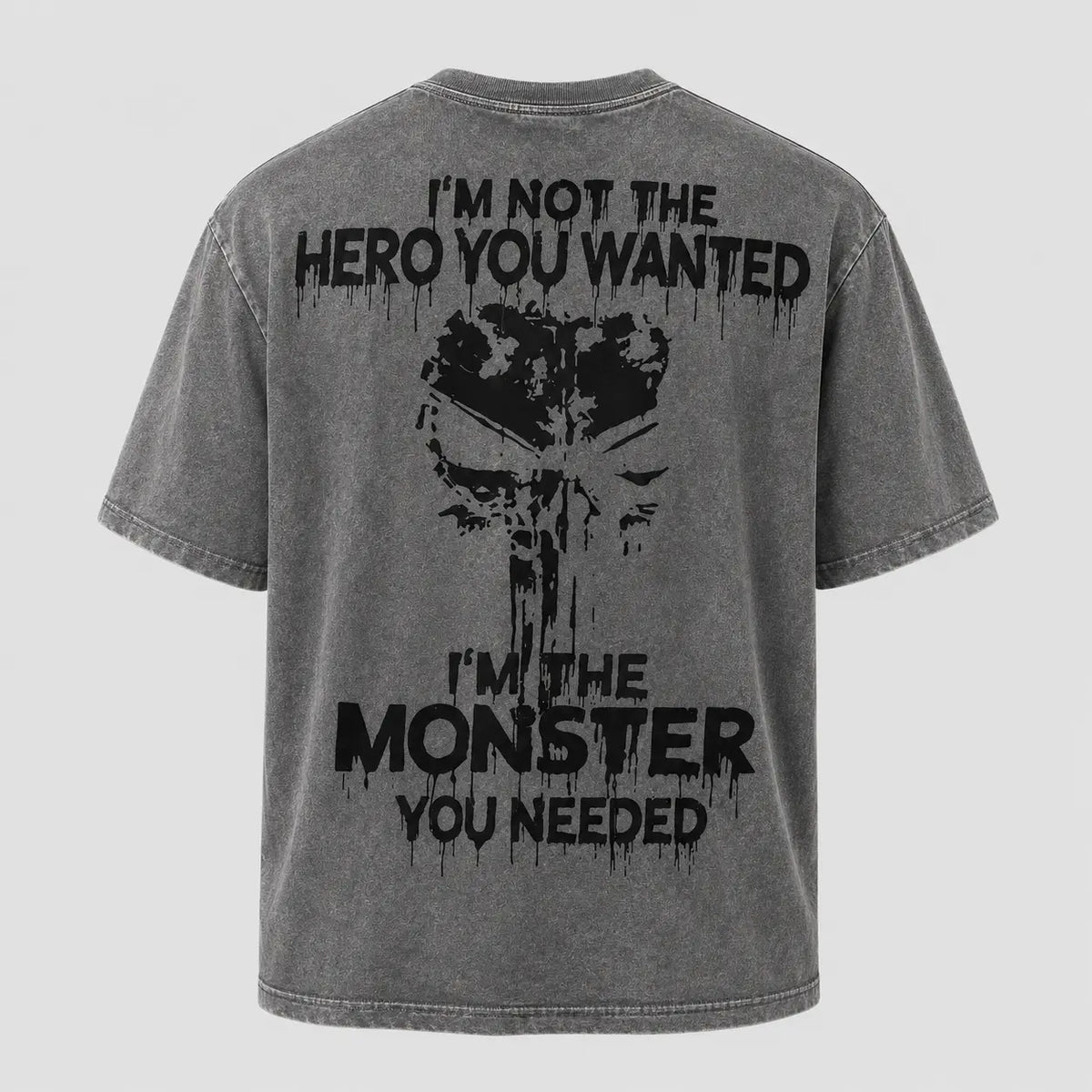 I'm Not The Hero You Wanted I'm The Monster You Needed Skull Print Men's T-Shirt,Regular,Grunge - View 4