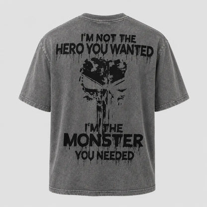 I'm Not The Hero You Wanted I'm The Monster You Needed Skull Print Men's T-Shirt,Regular,Grunge - View 4