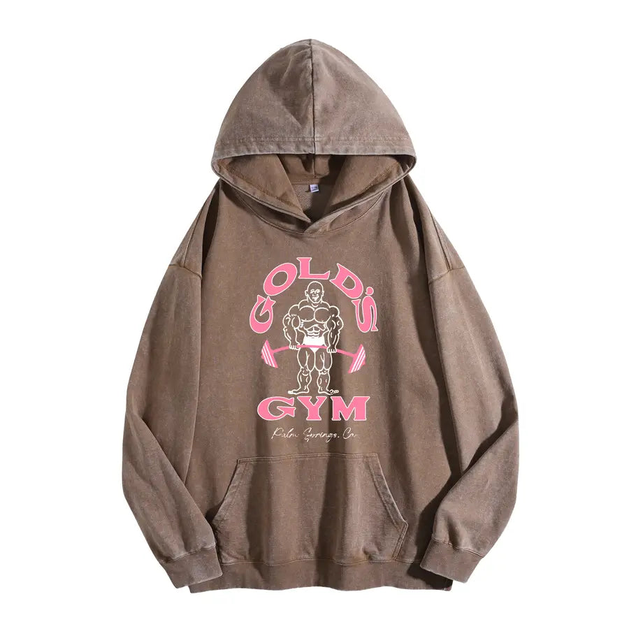 Holafish GYM Print Acid Wash Hoodie 2 Patterns To Choose Minimalist Hoodie Essential For Fitness Enthusiasts Vintage 2026 Unisex Sweatshirt Oversized Loose Fit Winter Warm Streetwear Casual Tunic graphic - View 5