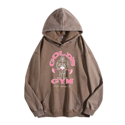 Holafish GYM Print Acid Wash Hoodie 2 Patterns To Choose Minimalist Hoodie Essential For Fitness Enthusiasts Vintage 2026 Unisex Sweatshirt Oversized Loose Fit Winter Warm Streetwear Casual Tunic graphic - View 5