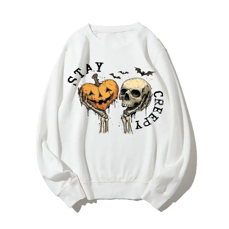 Women's Skeleton Hand Sweatshirt, Retro Grunge Graphic Sweatshirts, Dripping Heart Printed Cotton-Blend Halloween Tops, Unique Eye-Catching Graphic Print, All-Day Wear Outfit, Back-to-School Clothing, First Day of School Casual Outfits Unisex - View 3