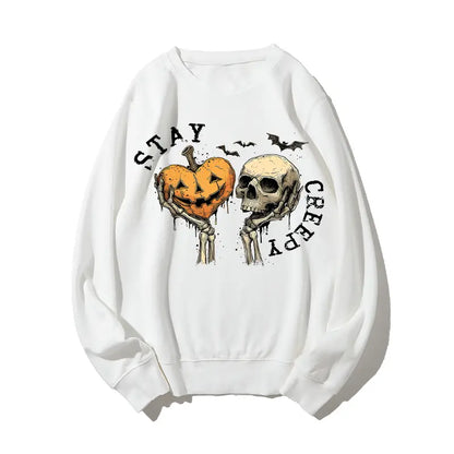 Women's Skeleton Hand Sweatshirt, Retro Grunge Graphic Sweatshirts, Dripping Heart Printed Cotton-Blend Halloween Tops, Unique Eye-Catching Graphic Print, All-Day Wear Outfit, Back-to-School Clothing, First Day of School Casual Outfits Unisex - View 3
