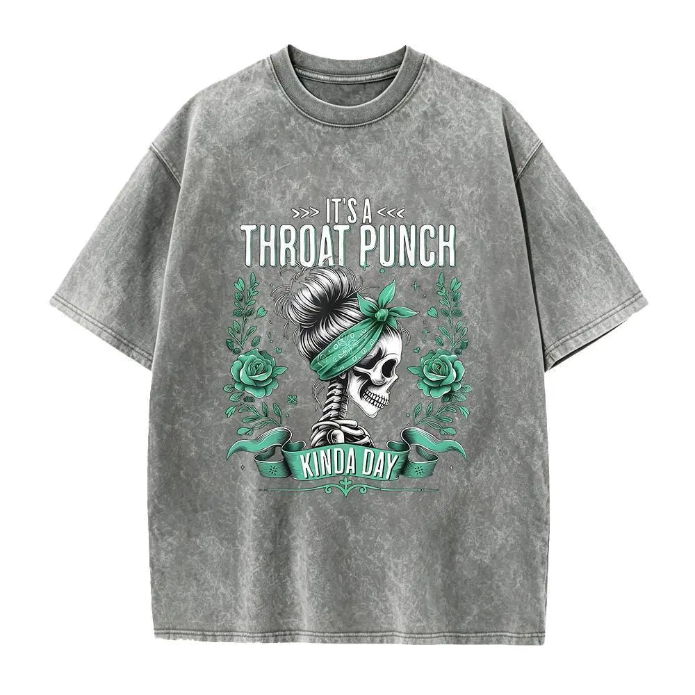 It's a Throat Punch Kinda Day Funny Skeleton Sarcastic Shirt - View 1