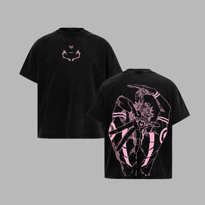 Sukuna Jujutsu Kaisen - Jujutsu Kaisen Anime Retro Unisex Acid Washed T-Shirt, 100% Heavy Cotton Oversized Unisex Anime Merch, Soft Cotton Streetwear Clothes, Unisex Manga Apparel, Gift for Anime Fans, Anime GiftGift Menswear Top Tshirt Gamis Tropical - View 3
