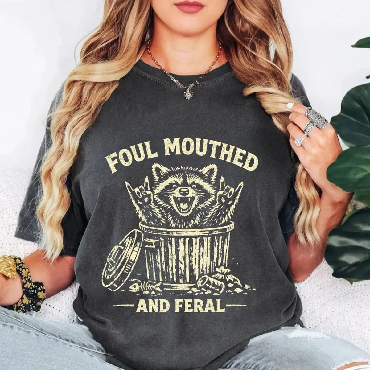 Foul Mouthed and Feral Raccoon Shirt, Funny Raccoon Comfort Tee, Feral Tshirts for Girls, Feral Mom Tops, Sarcastic T-shirt for Women - View 16