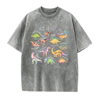 Women's Fitted Short-Sleeve Autism Awareness T-Shirt - Smooth, Seamless Fabric, Vibrant Graphics, "It’s Ok To Be Different" Dinosaur Design, Neurodiversity Gift for SPED Teachers - View 5