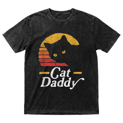 Men's Vintage Short-Sleeve Round Neck Distressed Cat T-Shirt - 80s Retro Style, Love-Themed Father's Day Gifts, Casual Summer Outdoor Top - View 2