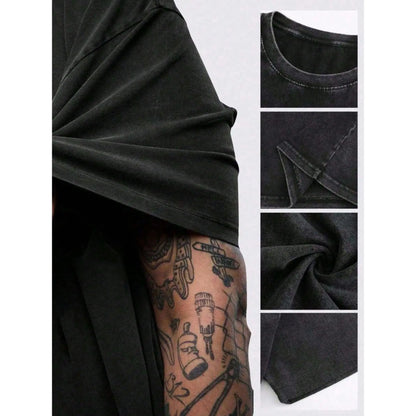 Men's Shortleeve Sunflower Graphic T-Shirt - 230g 100% Soft Washed Cotton, Round Neck, Digital Print, Vivid Color Hold, Casual All-Season Men's Clothing, Graphic Tops - View 9