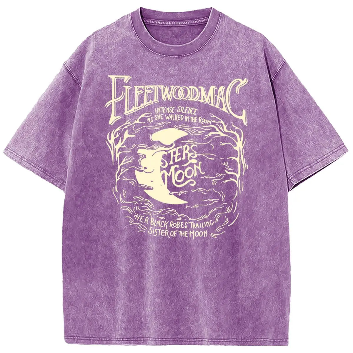 [S-5XL!]Holafish Acid Wash Vintage Moon Pattern T-Shirt Update DTG Pure Cotton Streetwear Graphic Vintage Tees Menswear Womenswear Crewneck Tshirt Summerwear - View 15