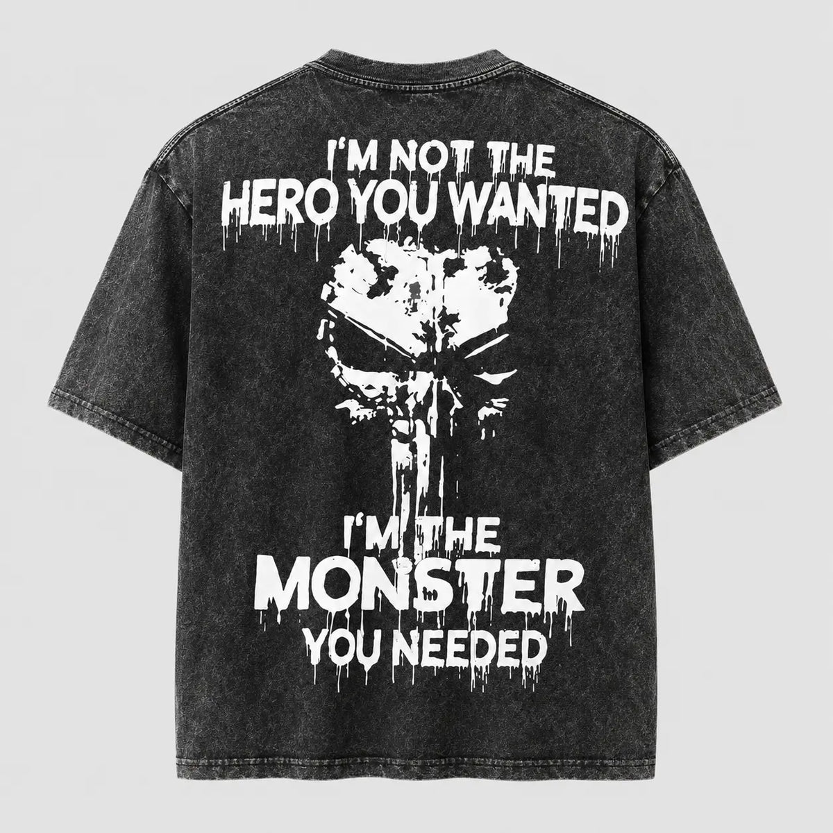 I'm Not The Hero You Wanted I'm The Monster You Needed Skull Print Men's T-Shirt,Regular,Grunge - View 3