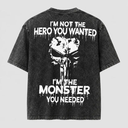 I'm Not The Hero You Wanted I'm The Monster You Needed Skull Print Men's T-Shirt,Regular,Grunge - View 3
